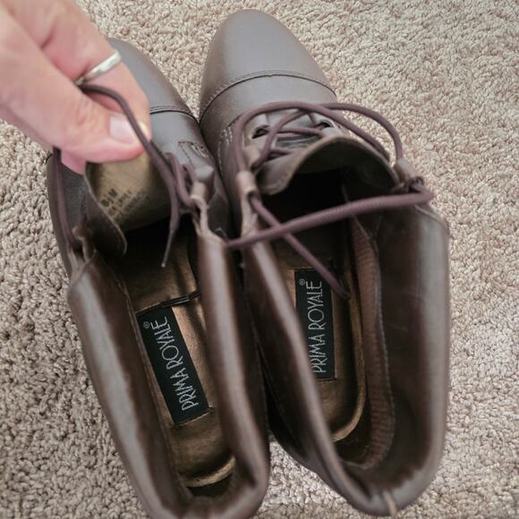 Vintage Brown Leather Ankle Booties Womens 8.5 Witchy Hobbit Boho Lace Up - Picture 9 of 9